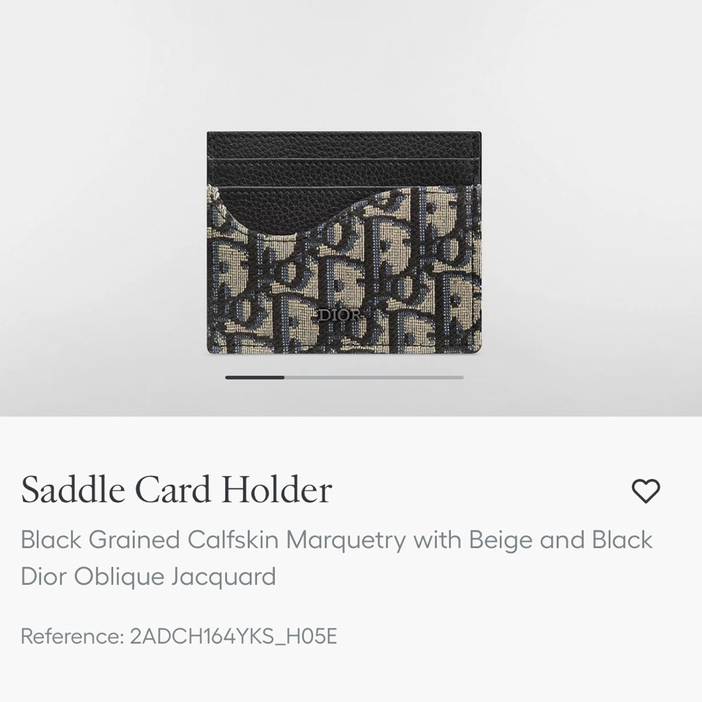 Dior Black and Beige Saddle Card Holder